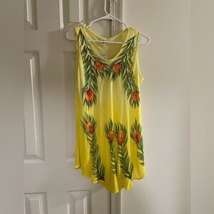 Yellow Seven Islands Umbrella Dress with Peacock Feather Design - One Size